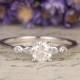 5mm Round Cut Moissanite Engagement Ring,promise ring,custom made fine jewelry,Diamond Wedding Band,prong Set,14K white Gold wedding ring