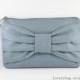 SUPER SALE - Gray Bow Clutch - Bridal Clutches, Bridesmaid Wristlet, Wedding Gift - Made To Order