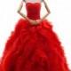 Perfect Ball Gown Sweetheart  Chapel Train Organza Fiery Red Sleeveless Lace Up-Corset Wedding Dress Pleating Ribbons - Top Designer Wedding Online-Shop