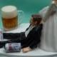 Wedding Cake Topper Coors Light Beer Drinking Mug Cans Drinker Groom Themed w/ Bridal Garter Alcoholic Beverage Reception Centerpiece Item