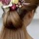 Flower comb ivory purple floral head piece woodland hair back bridal flowers hair Wedding comb flower berries head bridesmaid floral comb