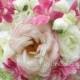 Real Touch Fuchsia, White and Blush PInk Bridal Bouquet and Boutonniere Set