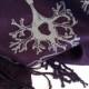 Nerve Cell scarf. "Grey Matter." Dove gray axon & dendrite neuron print on your choice of pashmina colors. For men or women. Unisex.