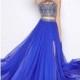 Sapphire Multi Cassandra Stone 50364A - 2-piece A Line Long Chiffon High Slit Dress - Customize Your Prom Dress