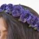 Purple Blue Rose Crown.  Rose Headband, Flower Crown, Floral Crown, Cobalt, Purple, Blue Rose, Purple, Festival Flower Crown, Gift Idea