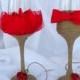 Rustic wedding glasses, Personalized wedding glasses, burlap wedding, Mr and Mrs glasses, bride and groom, red wedding glasses, glasses