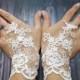 Free Shipping, White Wedding Gloves, Bridal Lace Gloves, Fingerless gloves, Fairy Wedding Gloves, Bridal cuff