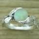 Opal Leaf Ring, Opal Engagement Ring, Opal Ring Gold 18k, Engagement Ring, Natural Floral Leaves Opal Ring, Opal Leaf Engagement Ring