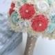 Wedding Bouquet - Mint, Coral // Bridal Bouquet, Mint Green, Wedding Flowers, Bridal Flowers, Sola Wood Flowers, Lace Flower, Flower Bouquet