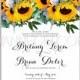 Sunflower wedding invitation printable template with floral wreath or bouquet of rose flower and dai - Unique vector illustrations, christmas cards, wedding invitations, images and photos by Ivan Negin