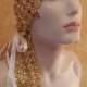 Golden Gatsby Goddess Illusion Jewel Mesh Satin Bridal Headpiece Wedding Party Costume