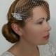 Art Deco Birdcage Veil Ivory or White Netting with 2 Art Deco Hair Comb Bridal Fascinator, Bandeau Veil, Bandeau Birdcage Veil, Detachable