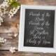 Chalkboard Wedding Seating Sign, Friends of the Bride, Chalkboard Print, Instant Printable Download, Rustic Wedding Sign