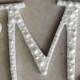 White Letter Pearl Embellished Initial Wedding Cake Topper