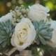 Succulent and Flowers Wedding Bouquete