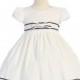 White/Navy Cotton Seersucker Dress Style: LM668 - Charming Wedding Party Dresses
