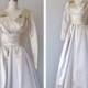 50s wedding gown size xs / 50s silk wedding dress / doupioni silk dress