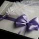 Violet & White Wedding Guest Book   Ostrich Feather Pen Set  Purple Pen with Feather  Wishes book  Memory Book  Blank Paper Journal