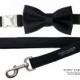 Black Dog Bow Tie - Optional Matching  Leash - Dog In Wedding - Ring Bearer