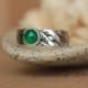 Rose-Cut Green Onyx Bezel-Set Solitaire with Wide Celtic Band, Sterling Silver Celtic Twist Promise Ring, Choice of Stone