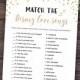 Disney Bridal Shower Games, Match the Disney Love Songs Game, Instant Download, Wedding Shower, Romantic Quotes, Bachelorette Party, Gold
