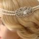 Bridal Pearl Headband, Crystal Headpiece Vintage, Crystal Bridal Headband, 1920s Headpiece, Pearl Hair Chain, 1920s Headband, Flapper