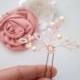 Rose Gold Hair Pin Set, Pearl Hair Pins, Rose Gold Hair Pieces with Flower and Leaf Motife