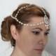 1920s Bridal Hair Chain, Bridal Headpiece, Wedding Headband 1920s Bohemian Bridal Forehead Band, Pearl Head Chain Hair Jewelry