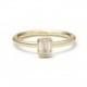 Emerald cut diamond 18k yellow gold engagement ring. Step cut either asscher cut or emerald. Simple bezel ring with milgrain detail