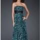 2014 Cheap Strapless Printed Gown by La Femme 15914 Dress - Cheap Discount Evening Gowns