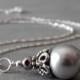 Gray Pearl Bridesmaid Necklace, Beaded Pendant, Bridal Jewelry, Silver Pearl Necklace, Grey Wedding Jewelry, Maid of Honor Gift