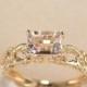SALE Morganite Engagement Ring, 1.12CT Natural Morganite ring Emerald Cut engagement ring Wedding ring Aniiversary ring bridal ring set