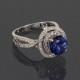 Sapphire ring, Blue sapphire ring, Gold sapphire ring, Anniversary ring, 14k anniversary ring, Halo ring, Gold halo ring, Gemstone ring