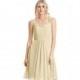 Champagne Azazie Siena - Chiffon And Lace Illusion Knee Length Dress - The Various Bridesmaids Store