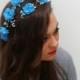 Blue Floral Crown, Sky Blue Headband, Malibu blue Bridal Floral Crown, Bridal Hair Wreath, Flower Girl Hair Wreath, Wedding Headband.