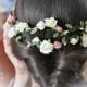 Flower Hair Garland Bridal flower crown Wedding Hair Flowers Head Wreath Flower Crown Cherry Blossoms White Bridal Wreath Floral Hair Crown