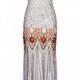Kelly 20s Great Gatsby Style, Wedding Sequin Dress, Art Deco Maxi Dress, Downton Abbey, Off White Beaded Flapper Dress, Evening Gown, M-XL
