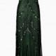 SALE Green Embellished Maxi Dress, 1920s Great Gatsby Style, Roaring 20s, Beaded Flapper Dress, Evening Gown, Sequin Dress, Plus Size, XXXL