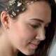 Rhinestones floral comb hair back gold crystal hair comb bridal gold lieves hair vine back sparkling head piece wedding gold crystal sprigs