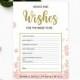 Pink and Gold Bridal Shower Advice and Wishes-Glitter Modern Floral Printable Personalized Bridal Shower Game-Bridal Shower Games