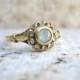 Vintage Aquamarine and Diamond Cluster Ring, Vintage Engagement Ring