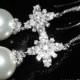 Bridal Pearl Chandelier Earrings Swarovski 12mm White Pearl Earrings White Pearl Wedding Earrings Wedding White Pearl CZ Dangle Earrings