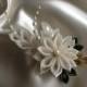 Hair Clip - Ivory Kanzashi Flower With Pearls - Bridal Hair Flowers Wedding Flowers