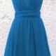 Tailored to Size & Length Infinity Dress two layers with chiffon in blue turquoise color  Convertible/Infinity Dress