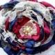 Navy Blue and Red Flower Accessory,Wedding Hair Flower, Bridal Sash, Maternity Sash, Bridal Hair Piece, Fourth of July Flower