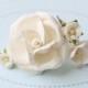 MILKGLASS . creamy white flower hair pins . cottage chic paper blossoms