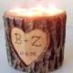 Wood Stump Candle Holder -Candle Holder with 4 Tea Light Spots - Wood Stump Holder - White Tree Candle Holder - Wedding Decoration