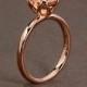 Peachy Pink Morganite Rose Gold Ring,  Cushion Tulip Solitaire Engagement Ring, solid 14k rose gold