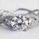 PLATINUM Diamond Engagement Ring SETTING semi mount- Round - Pave - Antique Style - Weddings- Luxury- Brides