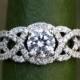 TWIST OF FATE - BeautifulPetra.com - .50 carat center Diamond Engagement Ring - 14k White gold - Halo - Unique - Swirl - Pave - Bp024